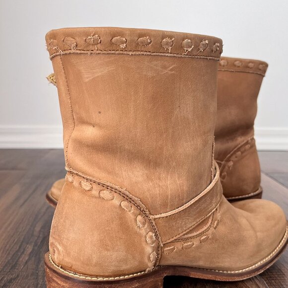 Musse and Cloud Anzel Leather Moto Buckle Boot Distressed Rugged Size 9 Brown - Picture 8 of 16